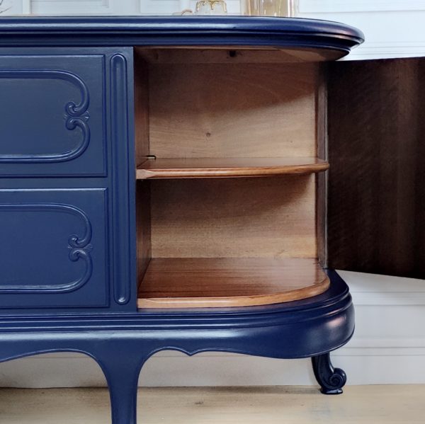Unikat Möbel Kommode in dunkelblau aus Vollholz Kirschholz