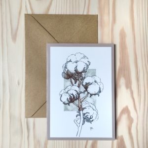 Postkarte Klappkarte mit braunem Umschlag - Motiv Baumwolle